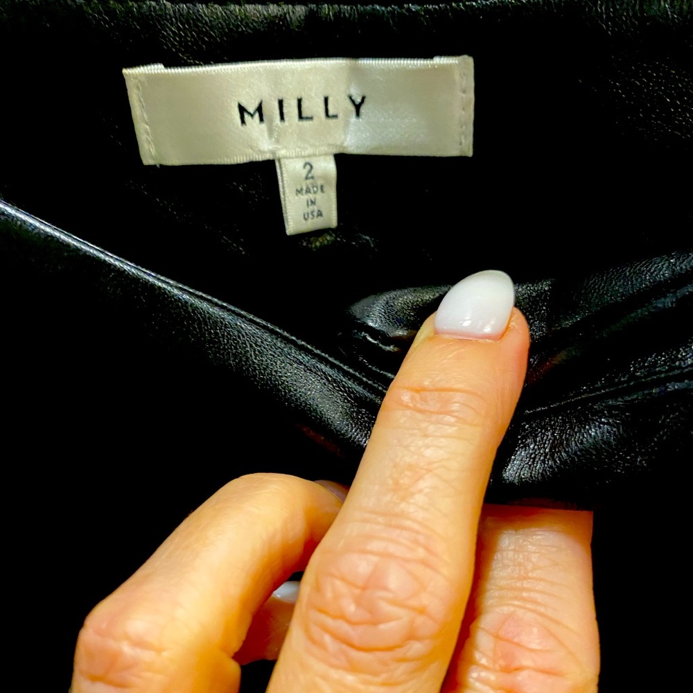 Milly leather cropped pants with pockets